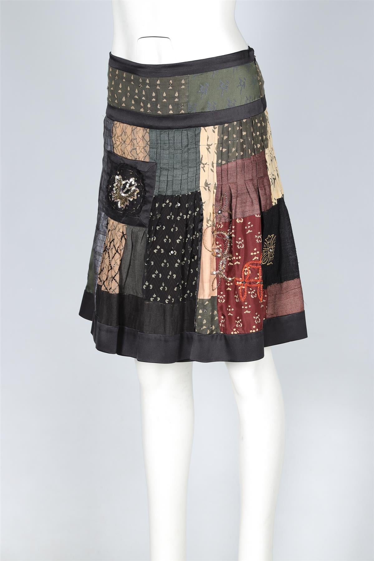 ETRO BLACK SILK MINI SKIRT IT 44 UK 12