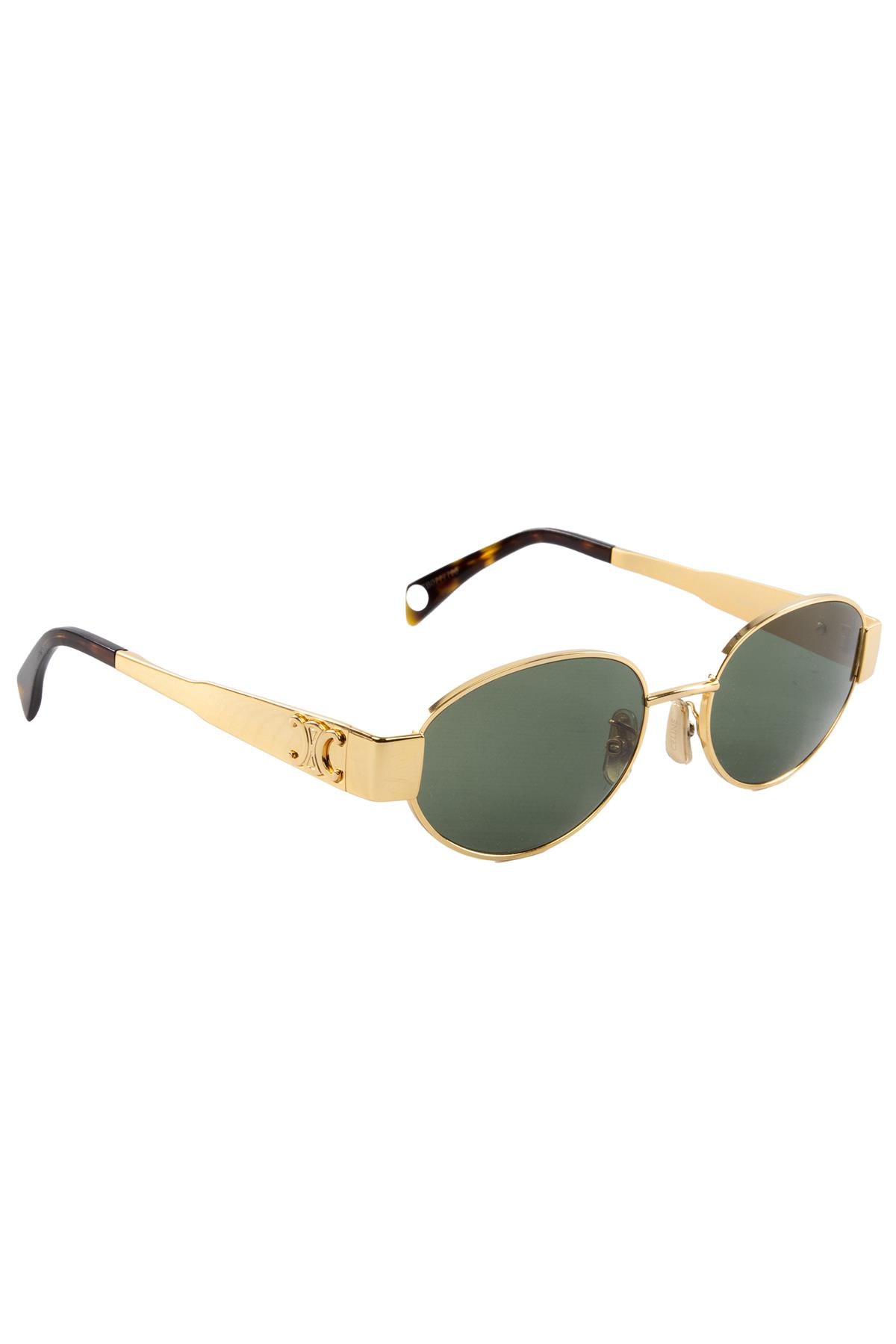 CELINE GOLD TRIOMPHE OVAL FRAME GOLD TONE SUNGLASSES