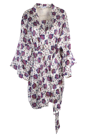 OLIVIA VON HALLE WHITE SILK ROBE ONE SIZE
