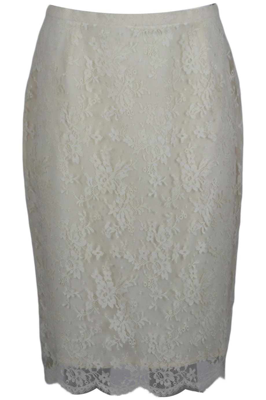 LOUIS FERAUD VINTAGE LACE AND COTTON BLEND SKIRT FR 40 UK 12