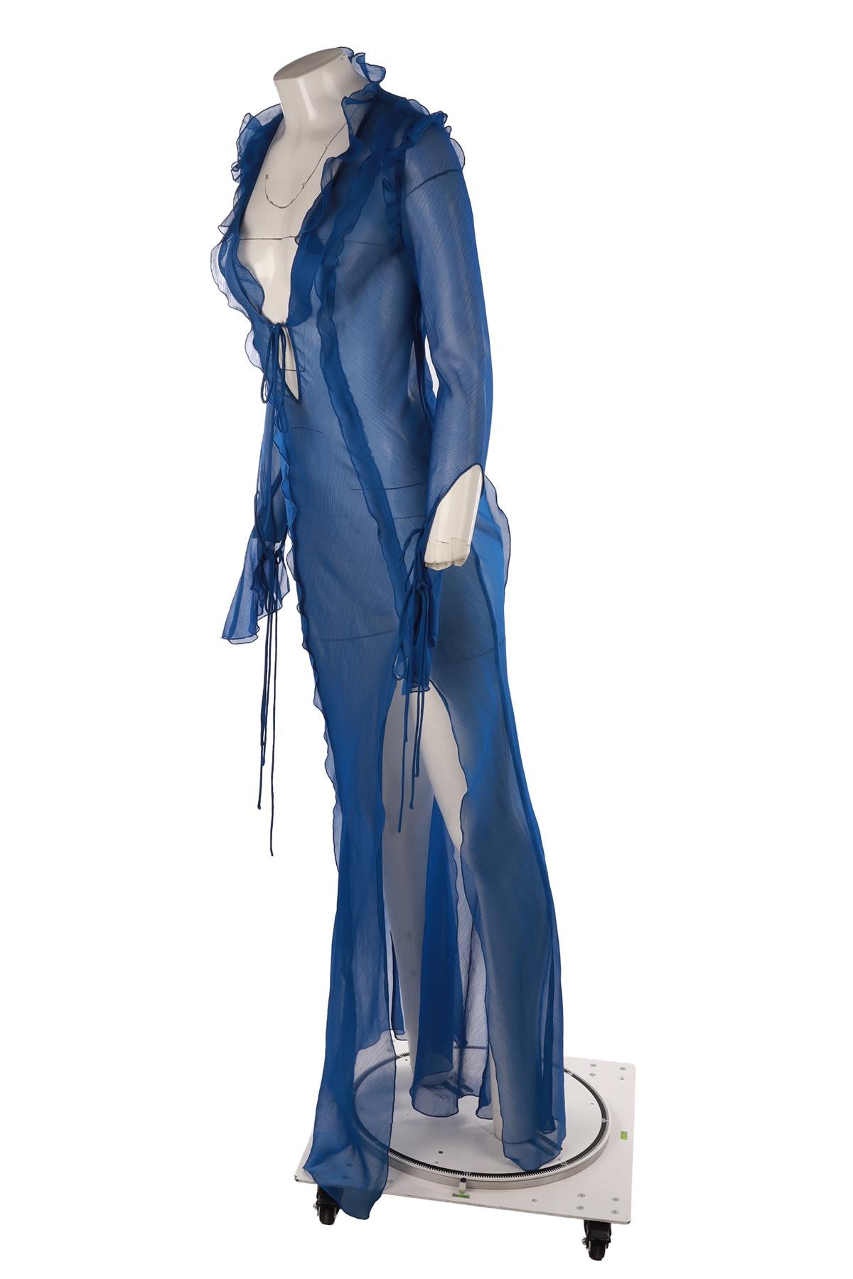 BLUE CREPE MAXI DRESS