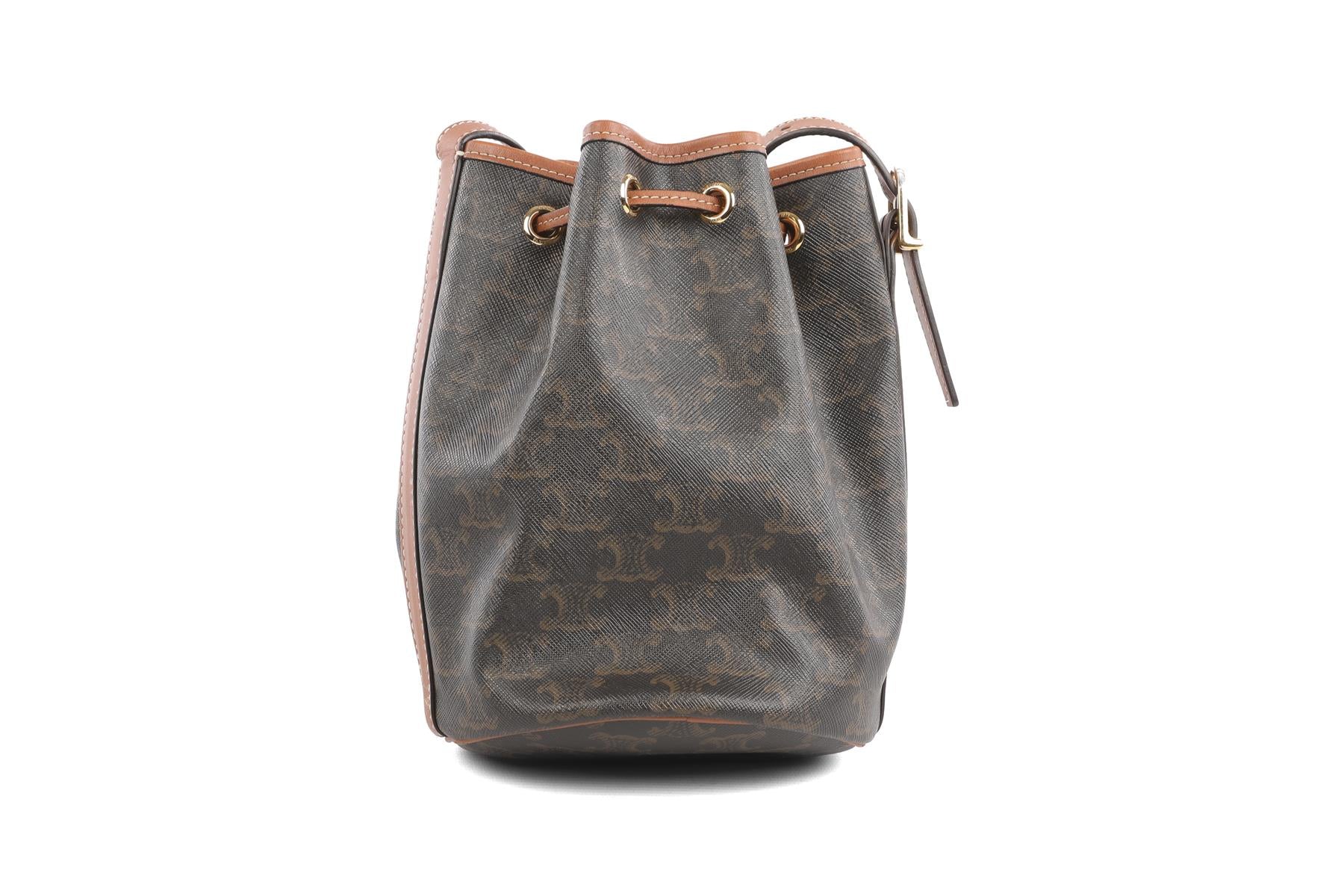 CELINE BROWN TRIOMPHE SMALL LEATHER SHOULDER BAG