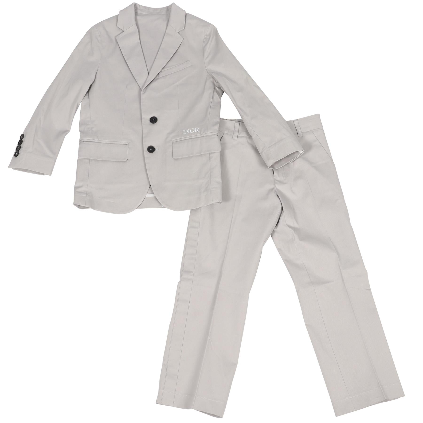 CHRISTIAN DIOR GREY KIDS BOYS COTTON BLEND SUIT 8 YEARS