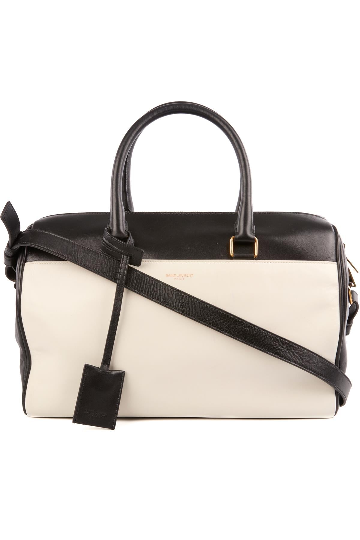 SAINT LAURENT BLACK CLASSIC DUFFLE 6 LEATHER TOTE BAG