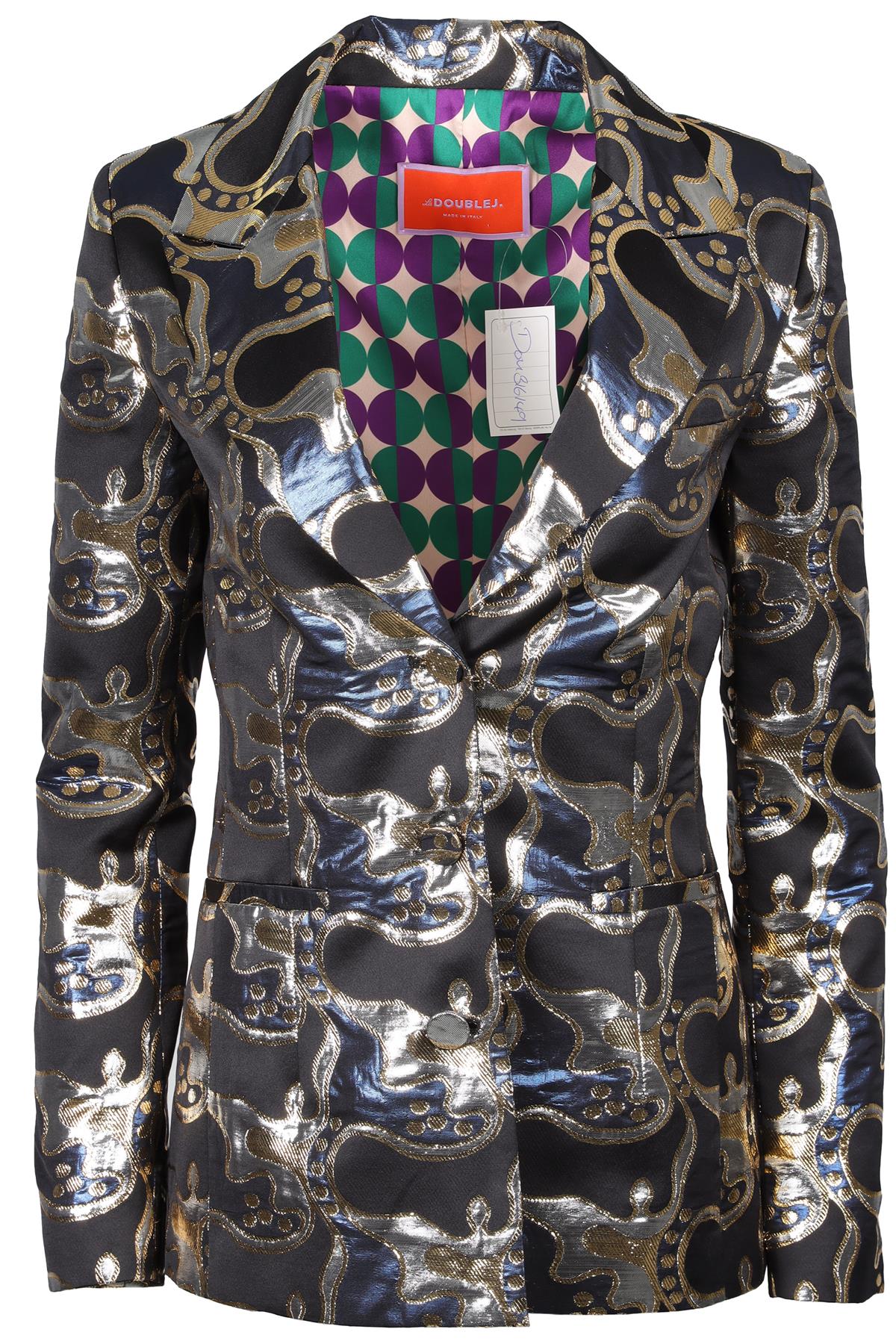 LA DOUBLEJ BLACK JACQUARD BLAZER UK 8