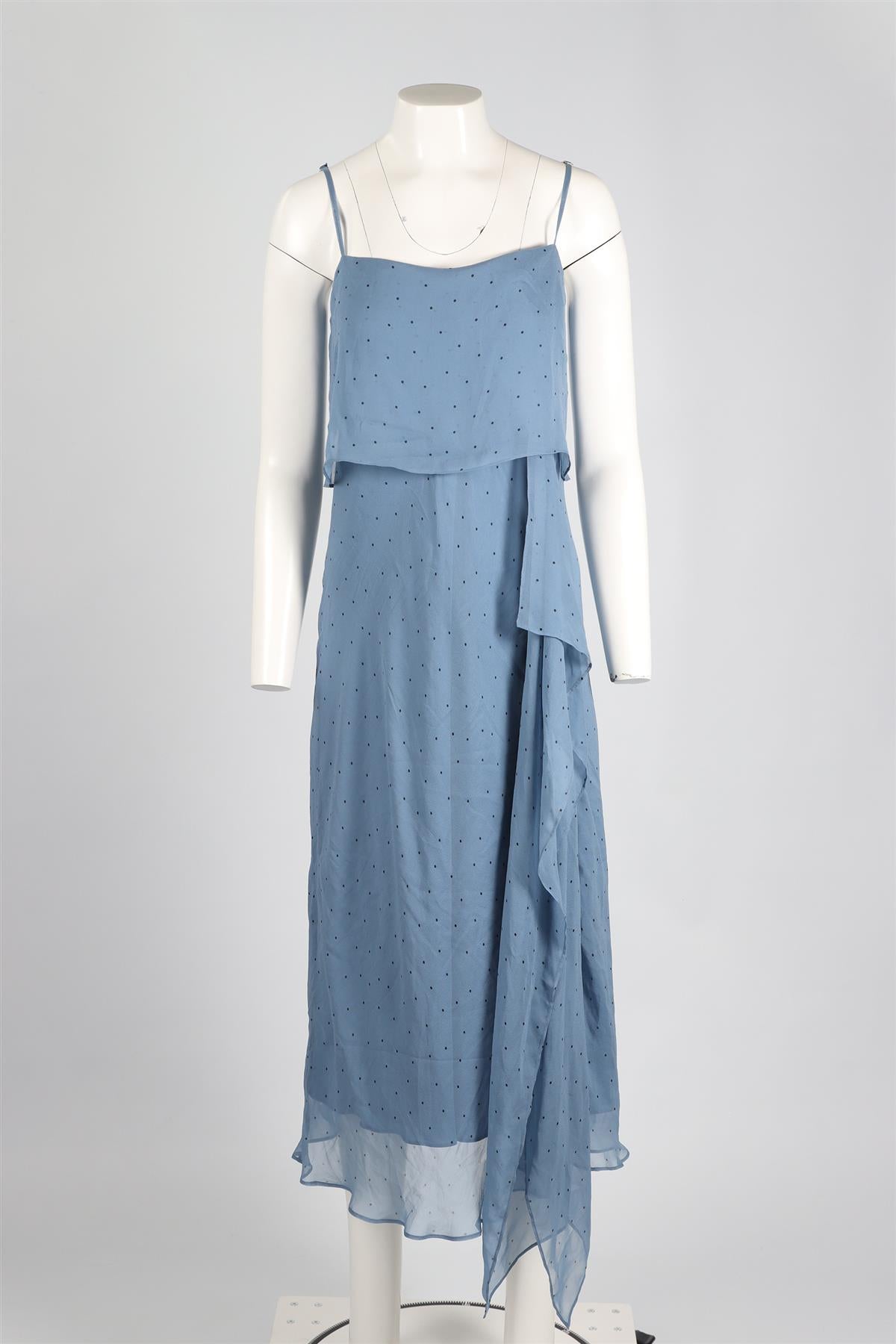 MICHELLE MASON BLUE SILK MAXI DRESS LARGE