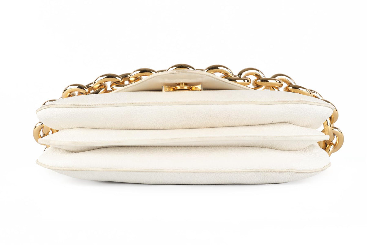BOTTEGA VENETA WHITE MOUNT MEDIUM LEATHER SHOULDER BAG