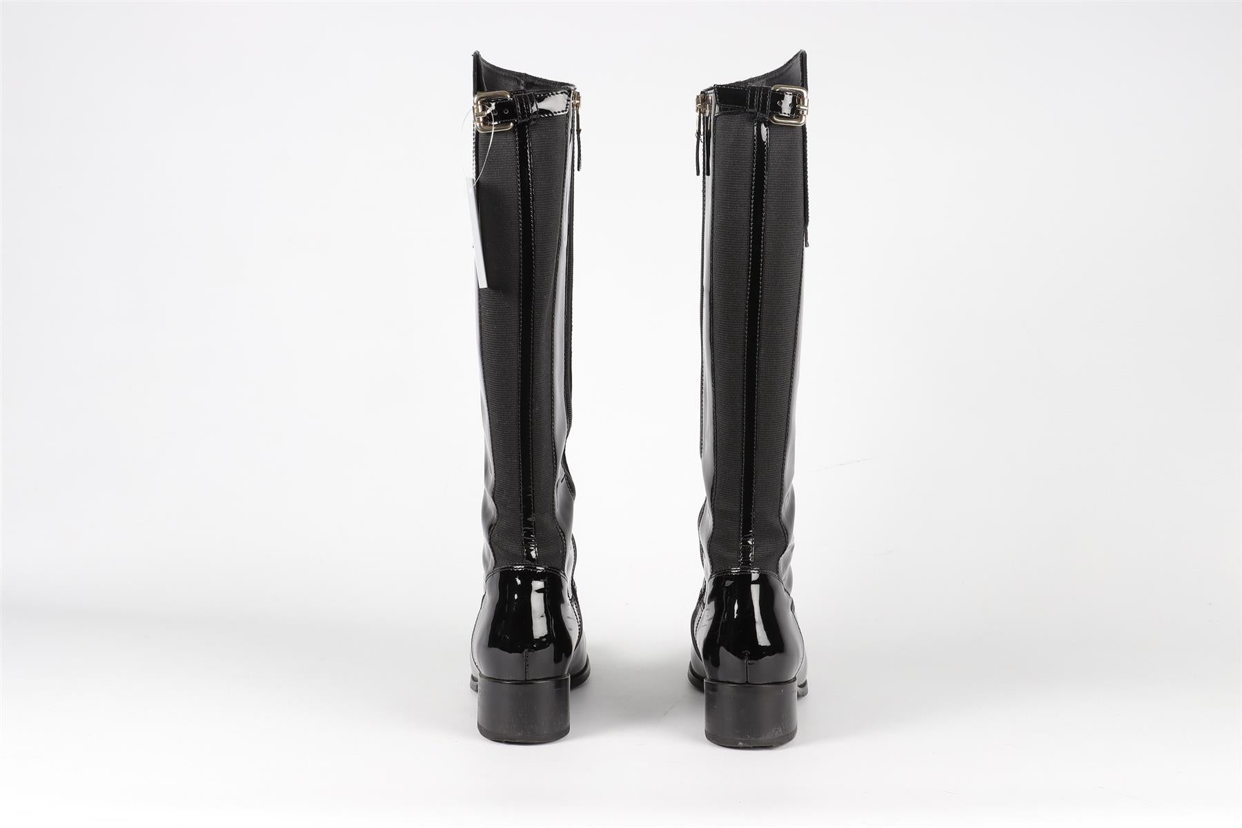 L.K.BENNETT BLACK PATENT LEATHER KNEE HIGH BOOTS EU 39 UK 6 US 9