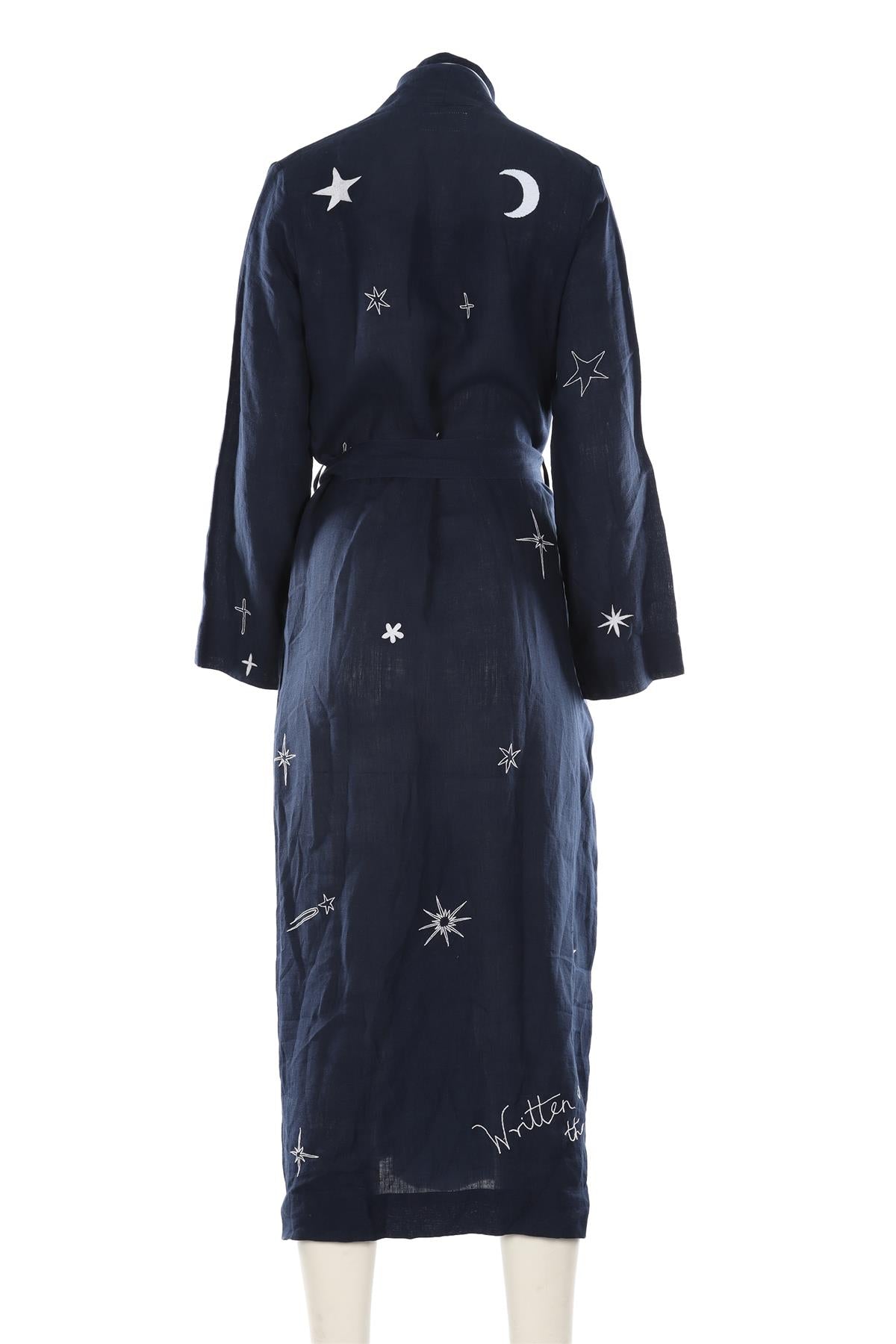 BAMFORD NAVY LINEN ROBE XS-SMALL