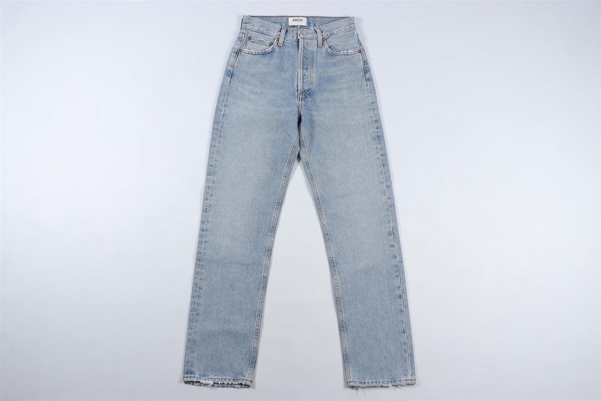 AGOLDE BLUE HIGH RISE STRAIGHT LEG JEANS W24 UK 6