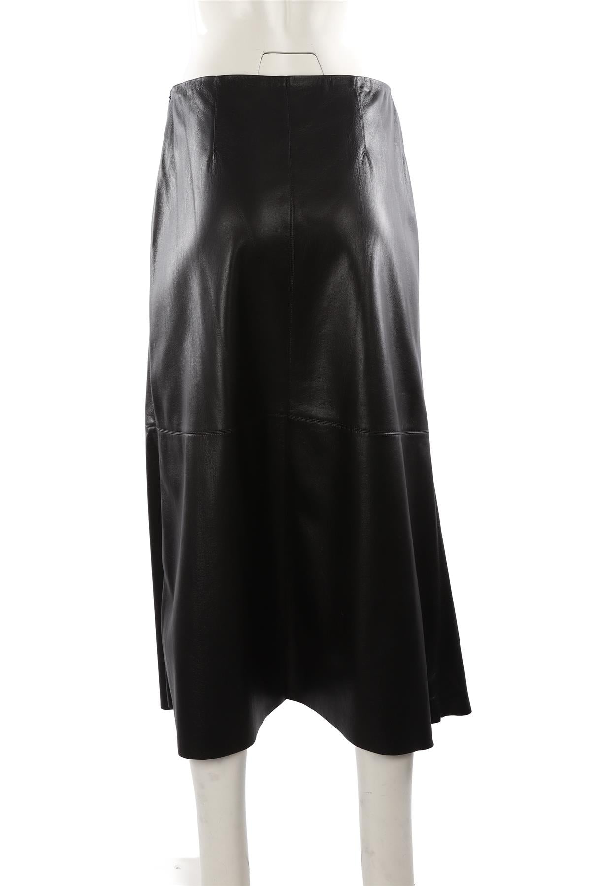 BLACK FAUX LEATHER MAXI SKIRT