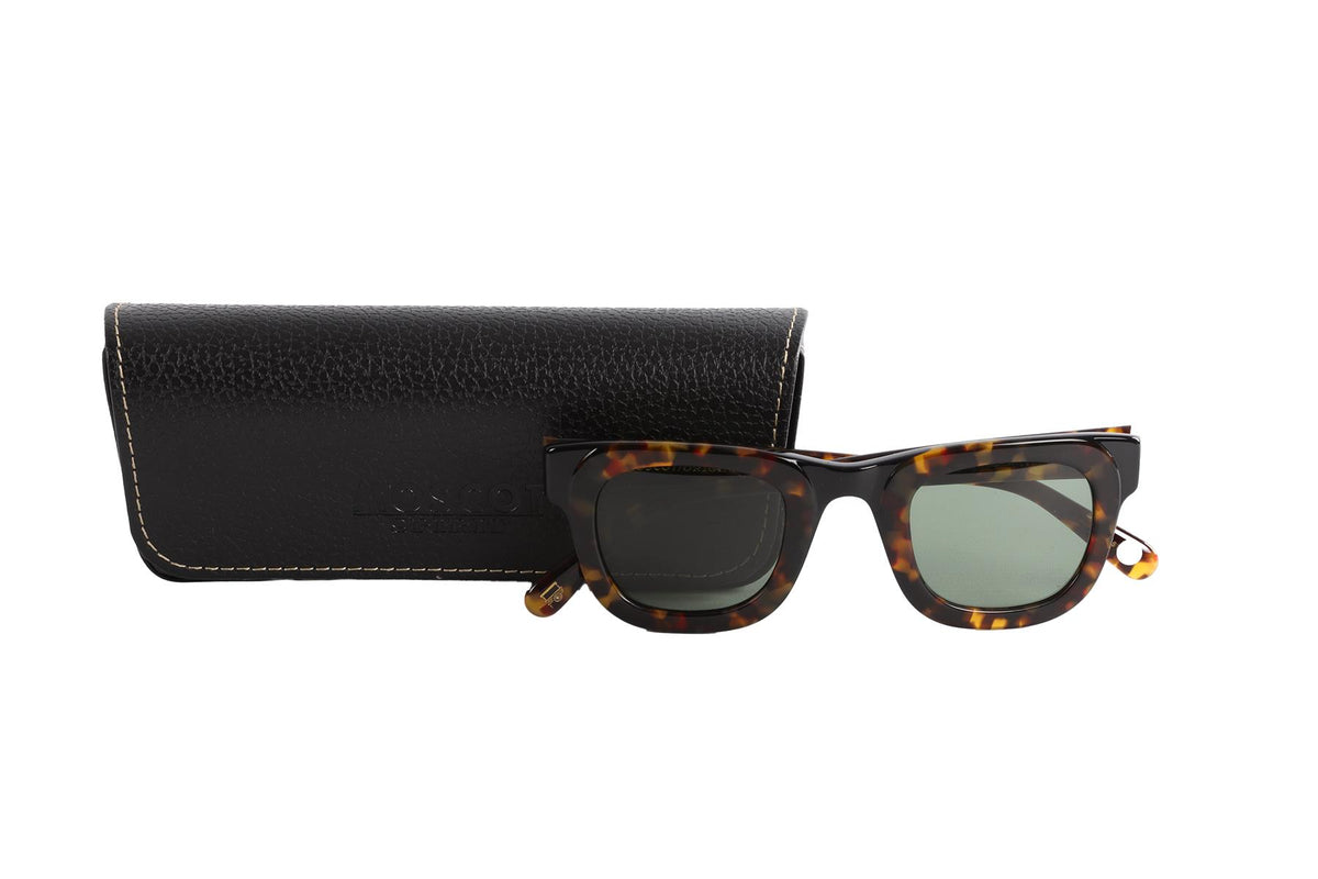 MOSCOT BROWN SQUARE FRAME ACETATE SUNGLASSES