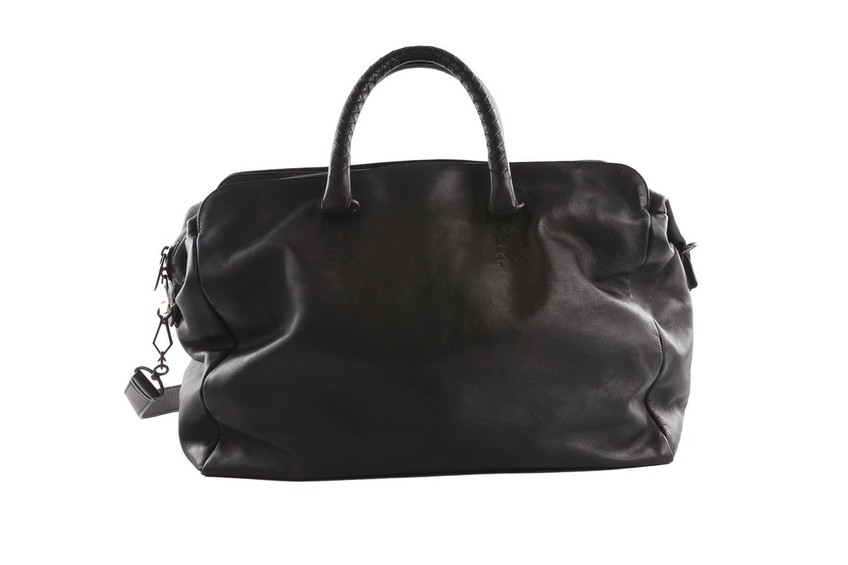 BOTTEGA VENETA BLACK MEN'S NERO LEATHER TOTE BAG