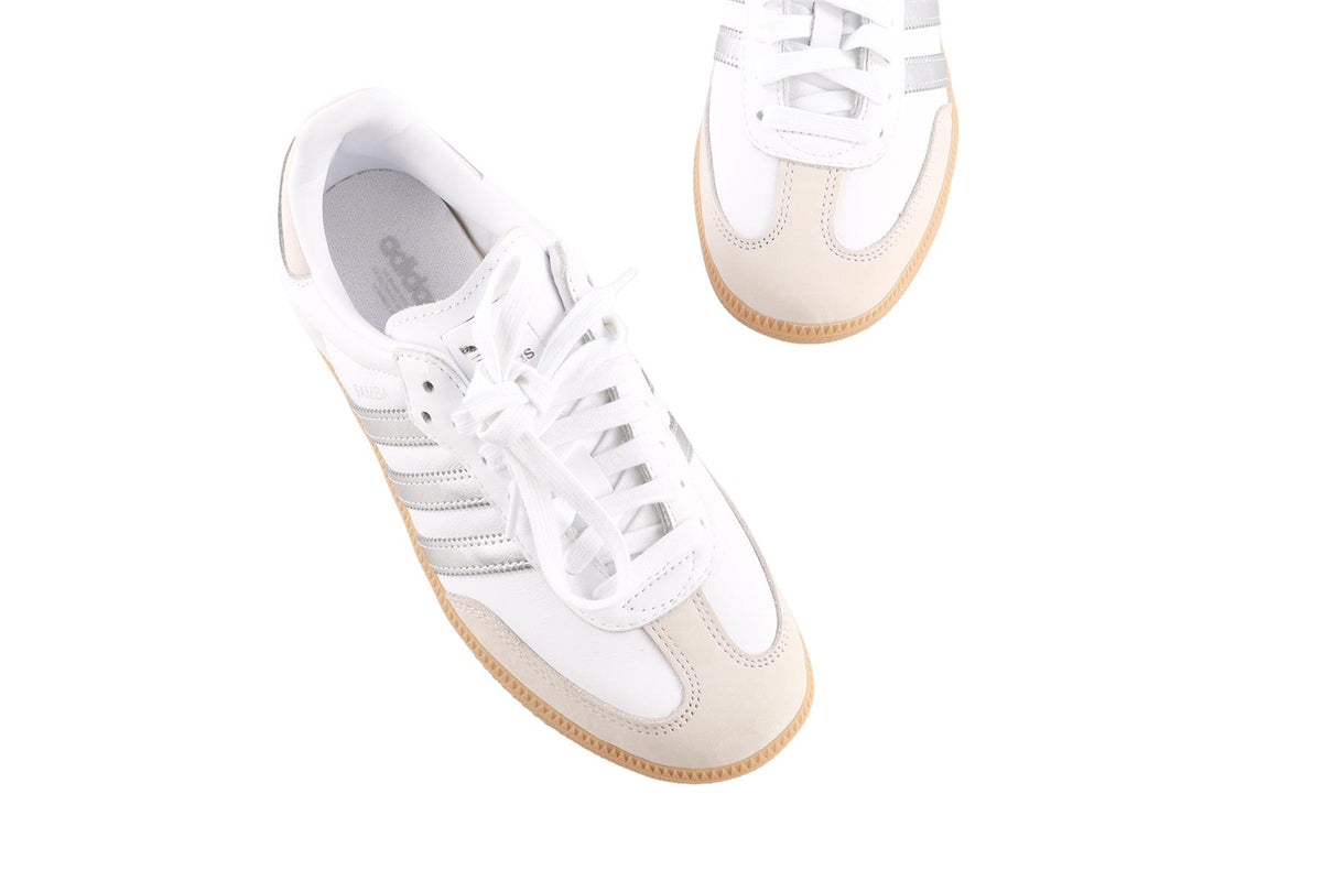 ADIDAS WHITE SAMBA CLOUD WHITE/SILVER METALLIC/GREY ONE SNEAKERS EU 38 2/3 UK 5.5 US 7