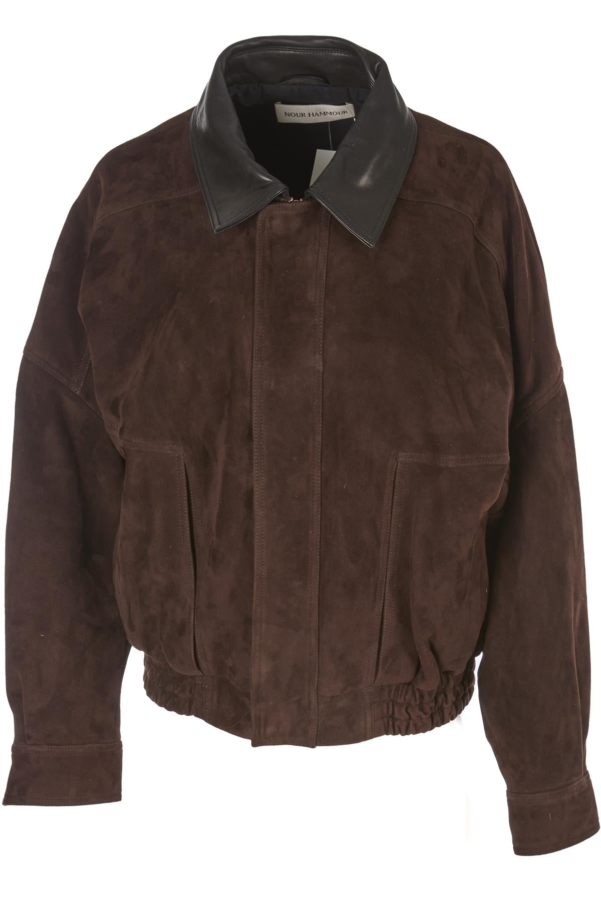 NOUR HAMMOUR BROWN SUEDE JACKET MEDIUM