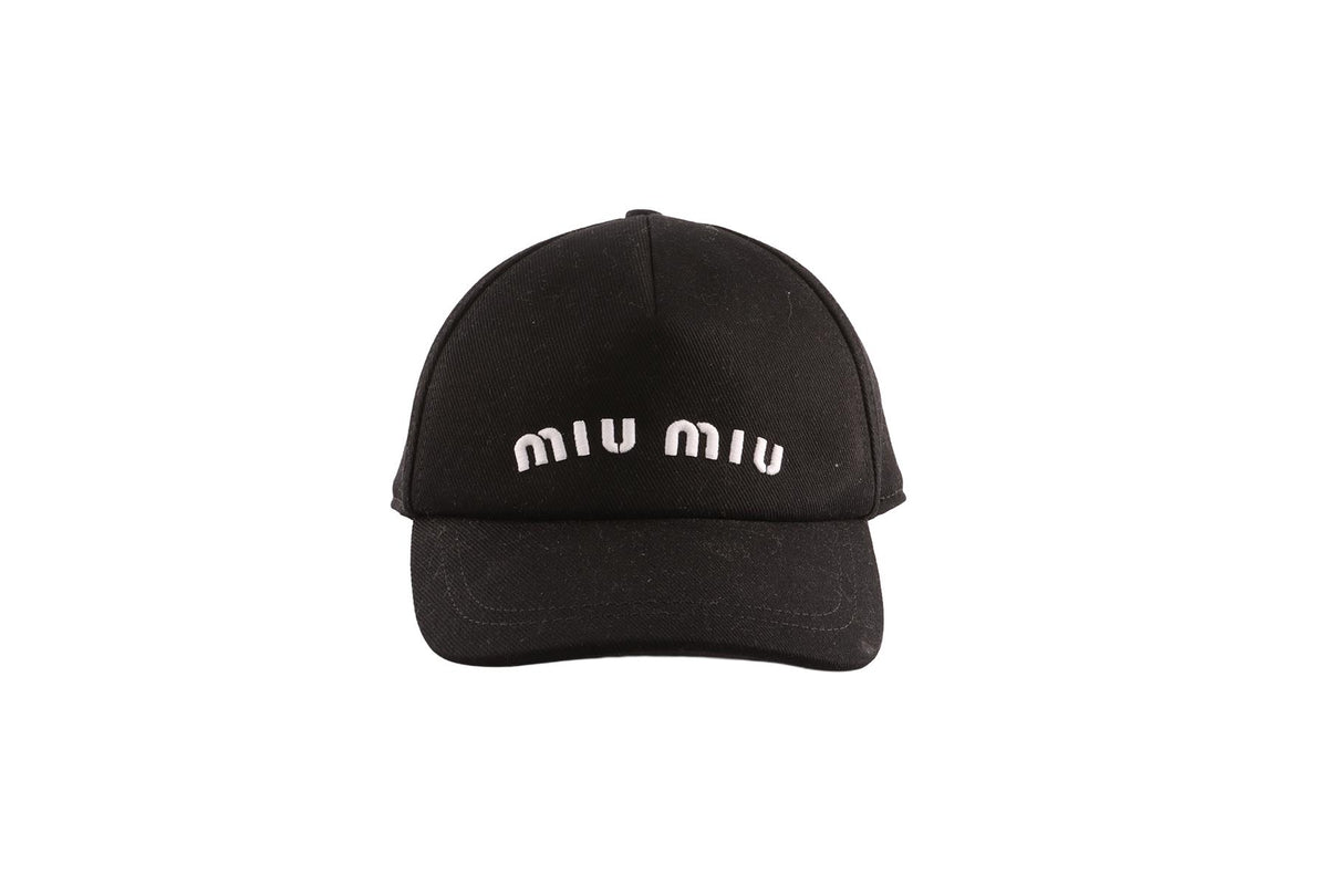 MIU MIU BLACK COTTON BASEBALL CAP MEDIUM