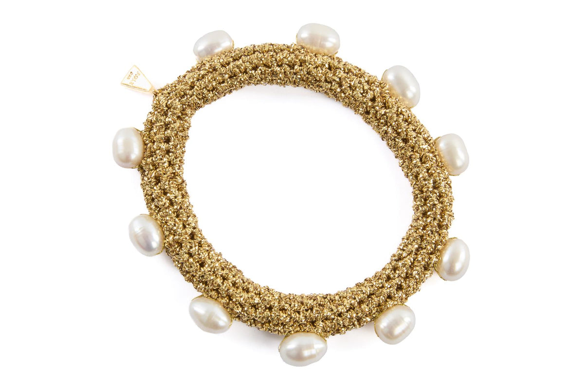 LUCY FOLK GOLD PEARL DIVER BRACELET