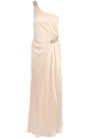 COLLETTE DINNIGAN CREAM SILK MAXI DRESS XSMALL