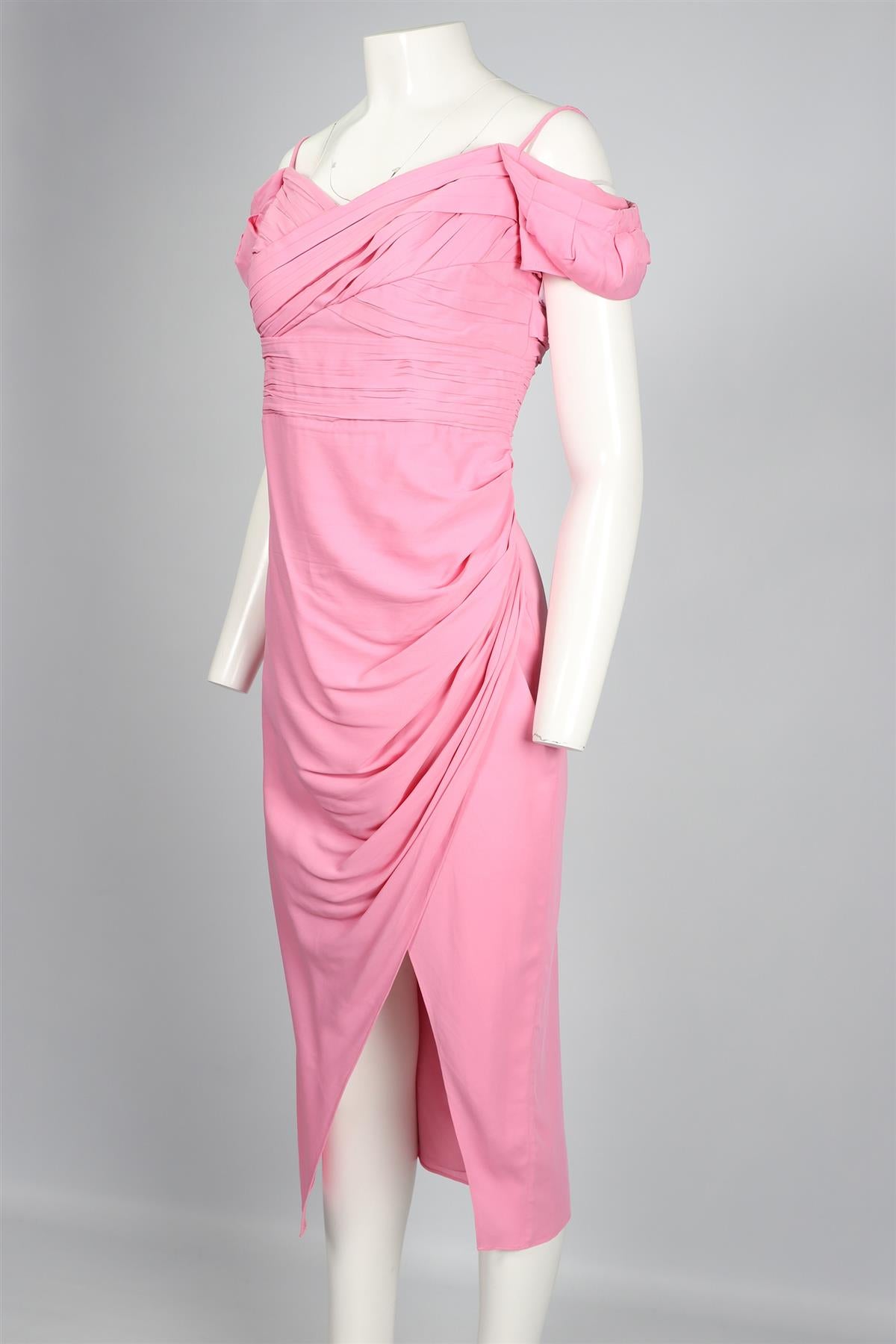 SELF-PORTRAIT PINK CREPE MIDI DRESS UK 12