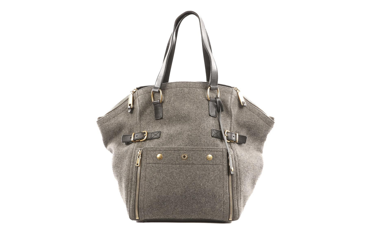 YVES SAINT LAURENT GREY DOWNTOWN FELT TOTE BAG