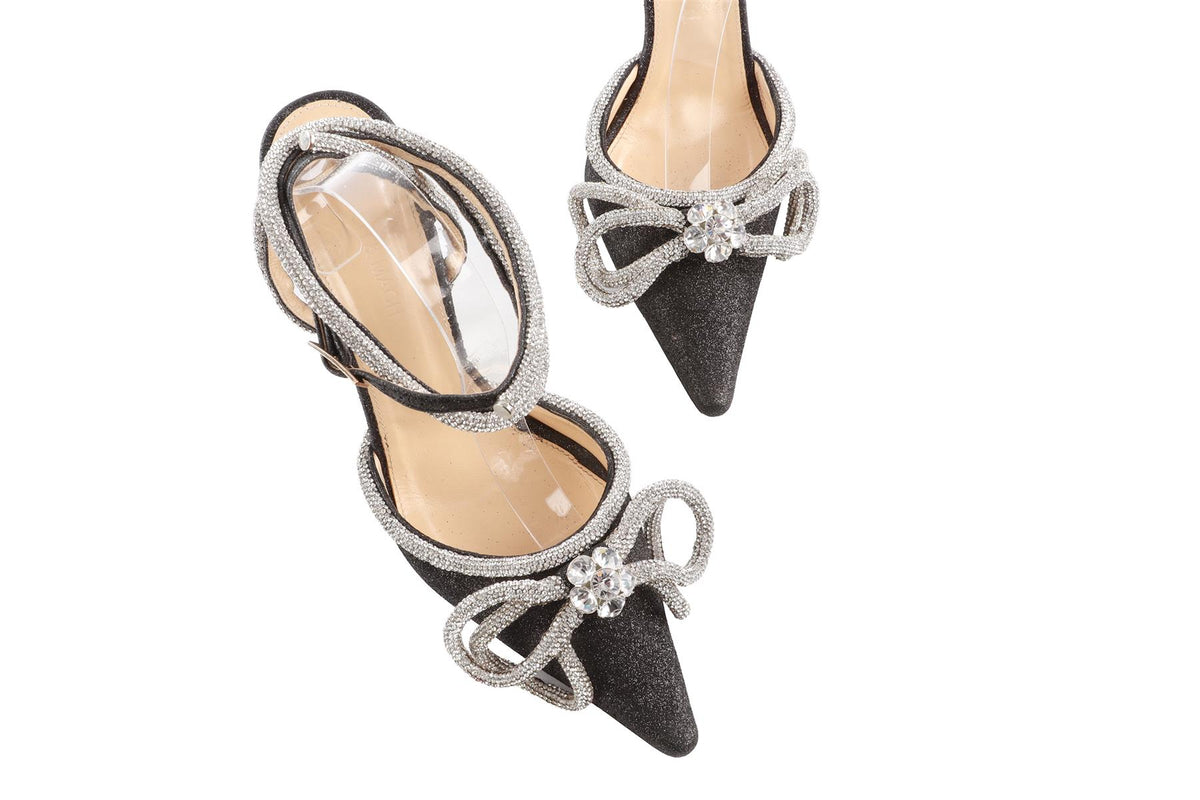 MACH & MACH BLACK CRYSTAL AND FABRIC PUMPS EU 39 UK 6 US 9