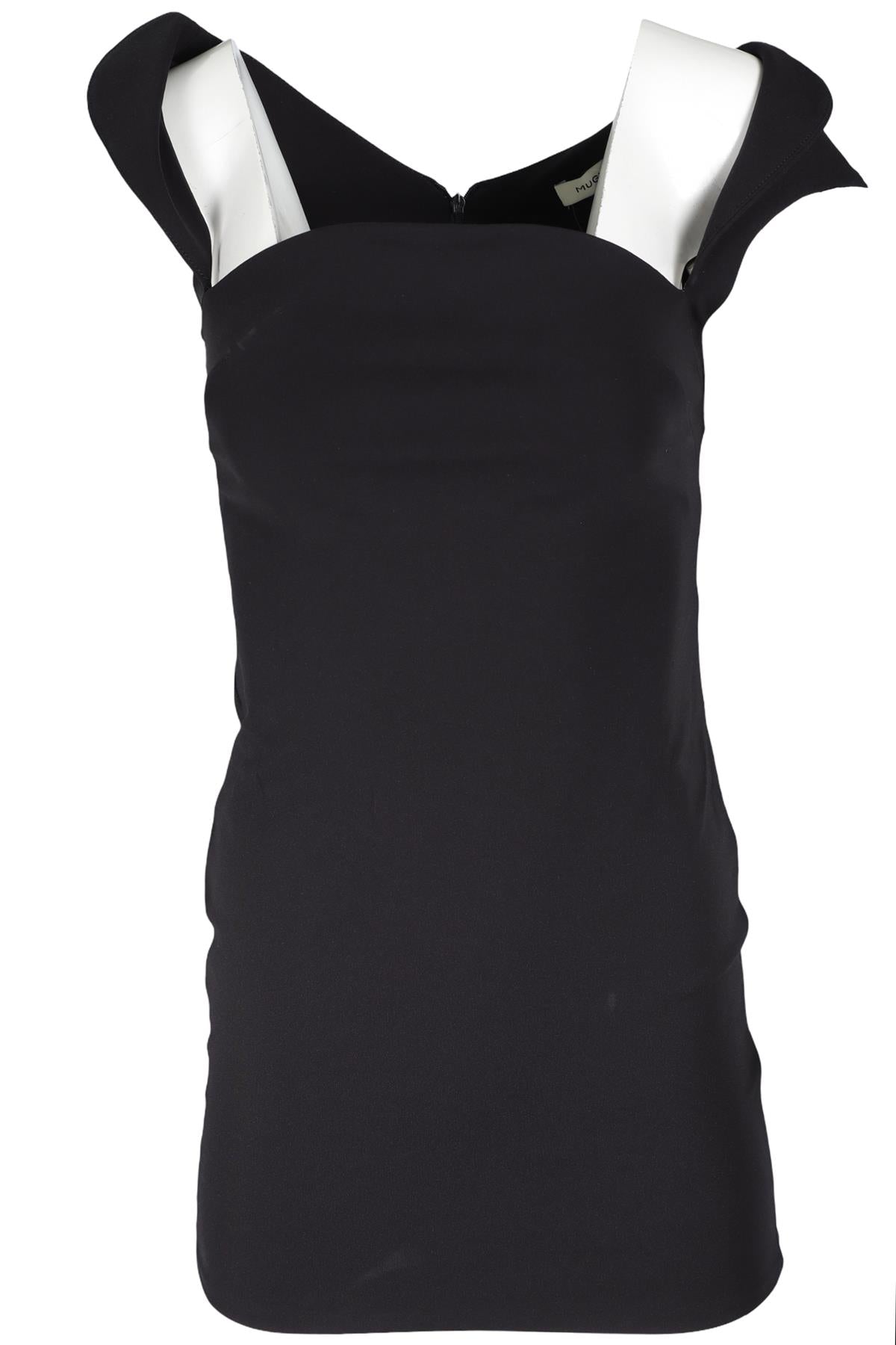 MUGLER BLACK CADY MINI DRESS FR 38 UK 10