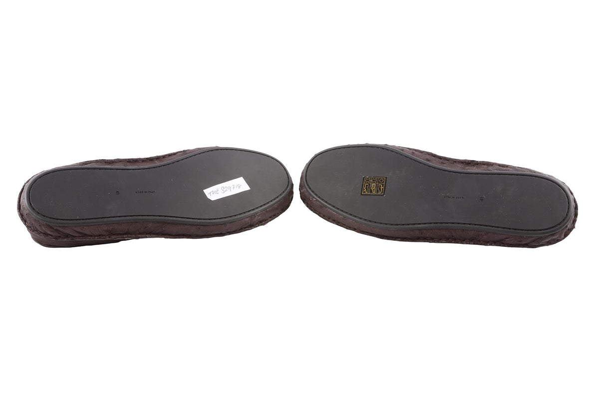BROWN VASKO OSTRICH LOAFERS