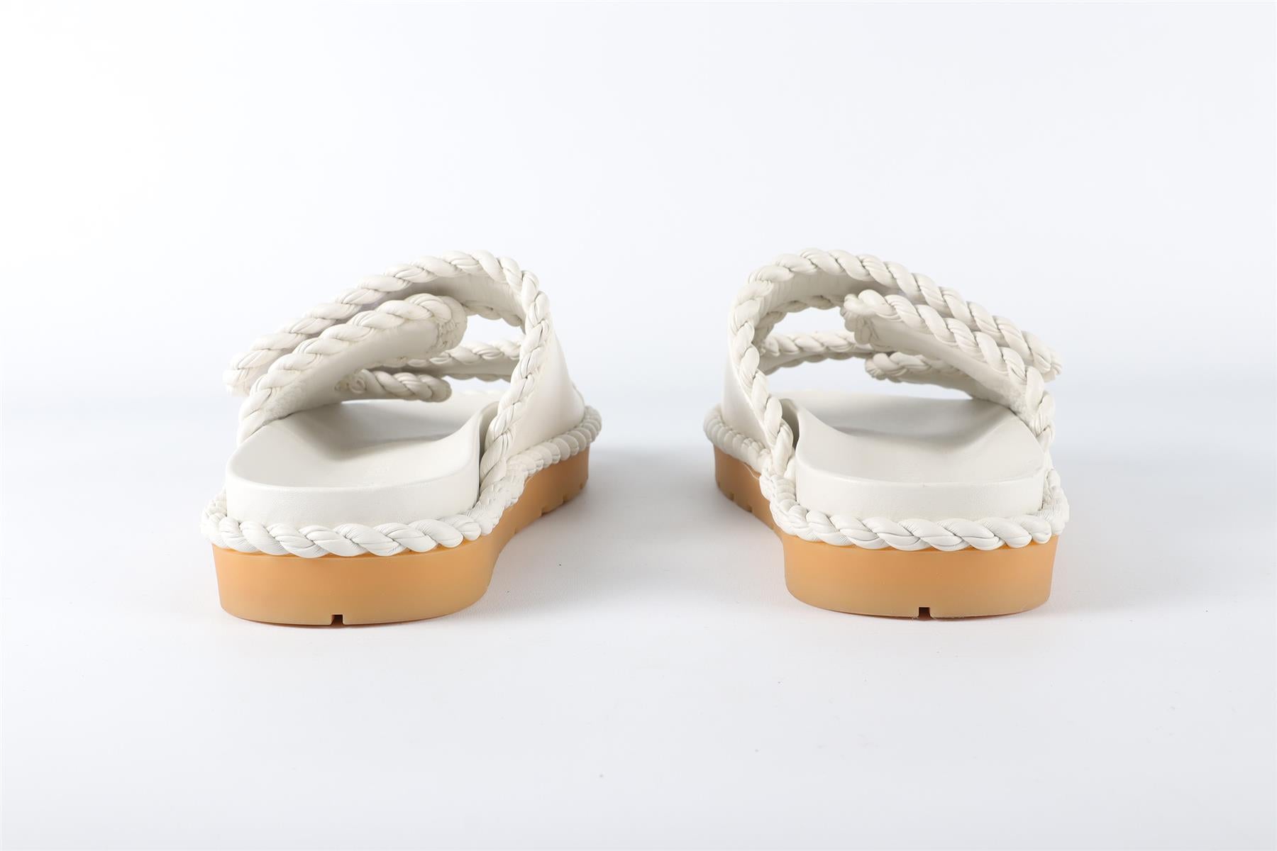 BOTTEGA VENETA WHITE JACK LEATHER SLIDES EU 38 UK 5 US 8