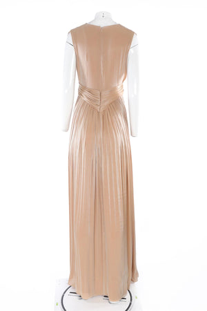 COSTARELLOS GOLD SATIN MAXI DRESS UK 10