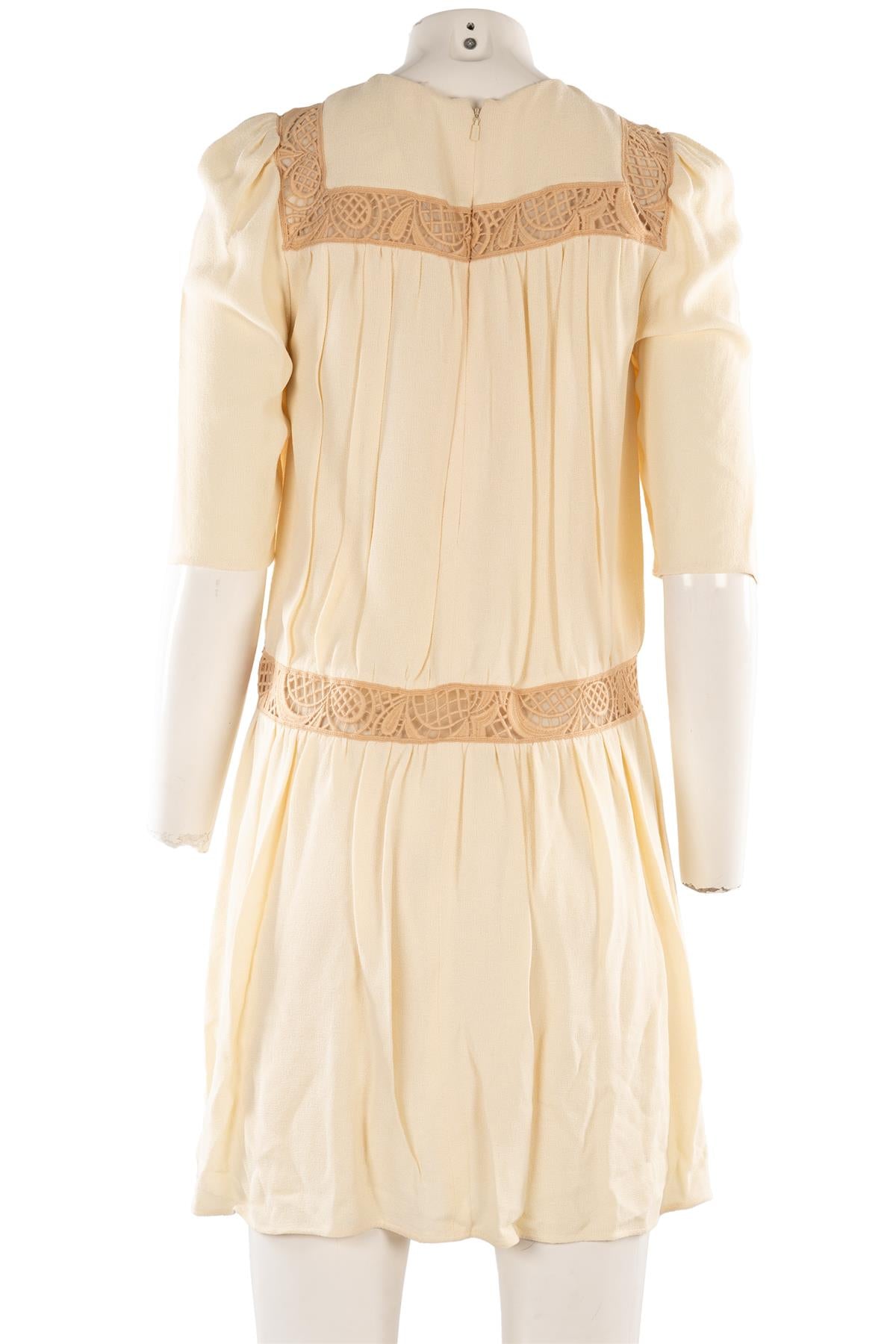 CHLOÉ CREAM CREPE MINI DRESS FR 36 UK 8