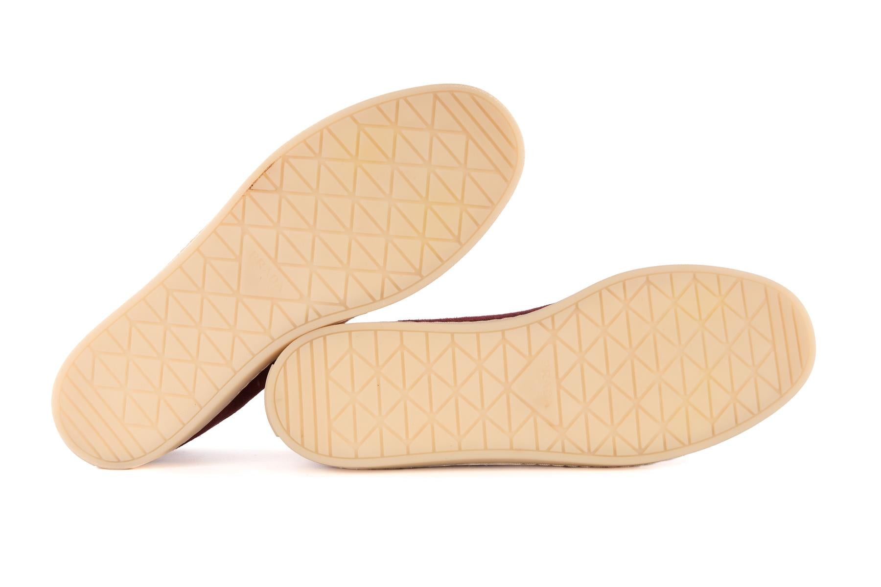 PRADA BURGUNDY MEN'S LANE SUEDE SNEAKERS EU 43.5 UK 9.5 US 10.5