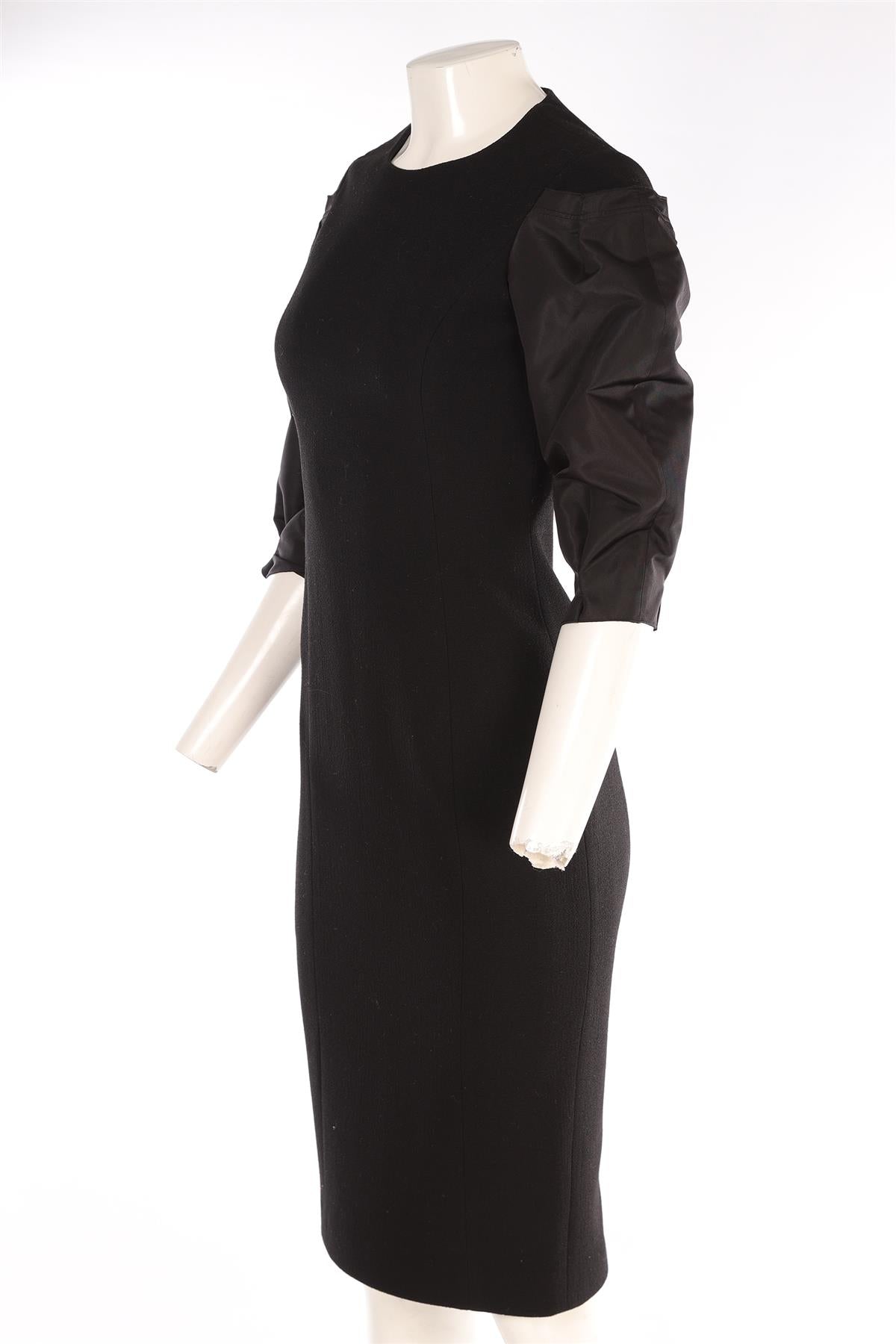 MICHAEL KORS COLLECTION BLACK WOOL MIDI DRESS US 2 UK 6