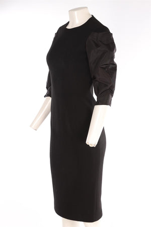 MICHAEL KORS COLLECTION BLACK WOOL MIDI DRESS US 2 UK 6