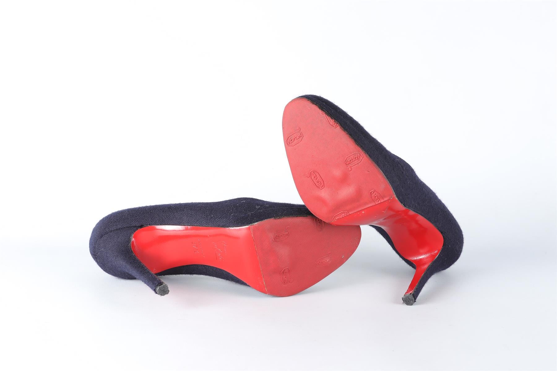 CHRISTIAN LOUBOUTIN NAVY FELT PUMPS EU 37.5 UK 4.5 US 7.5