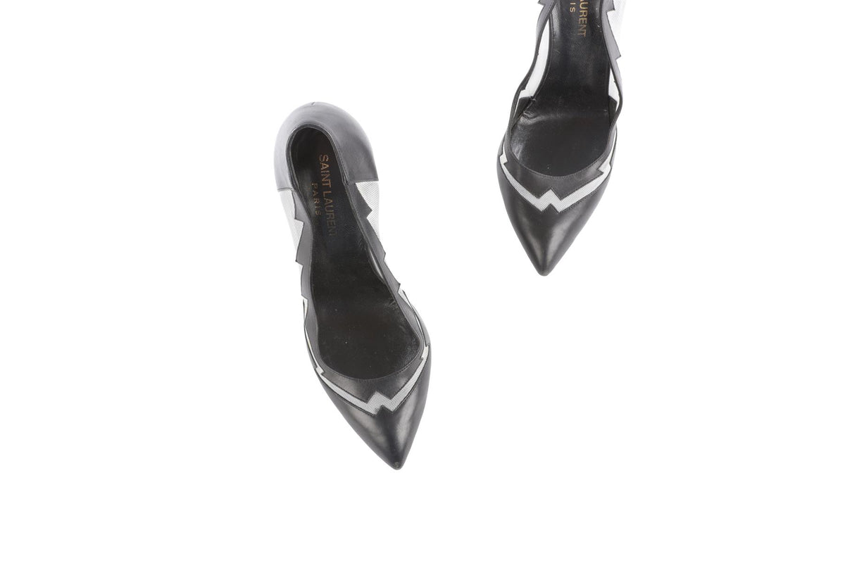 SAINT LAURENT BLACK LEATHER PLATFORM PUMPS EU 38.5 UK 5.5 US 8.5