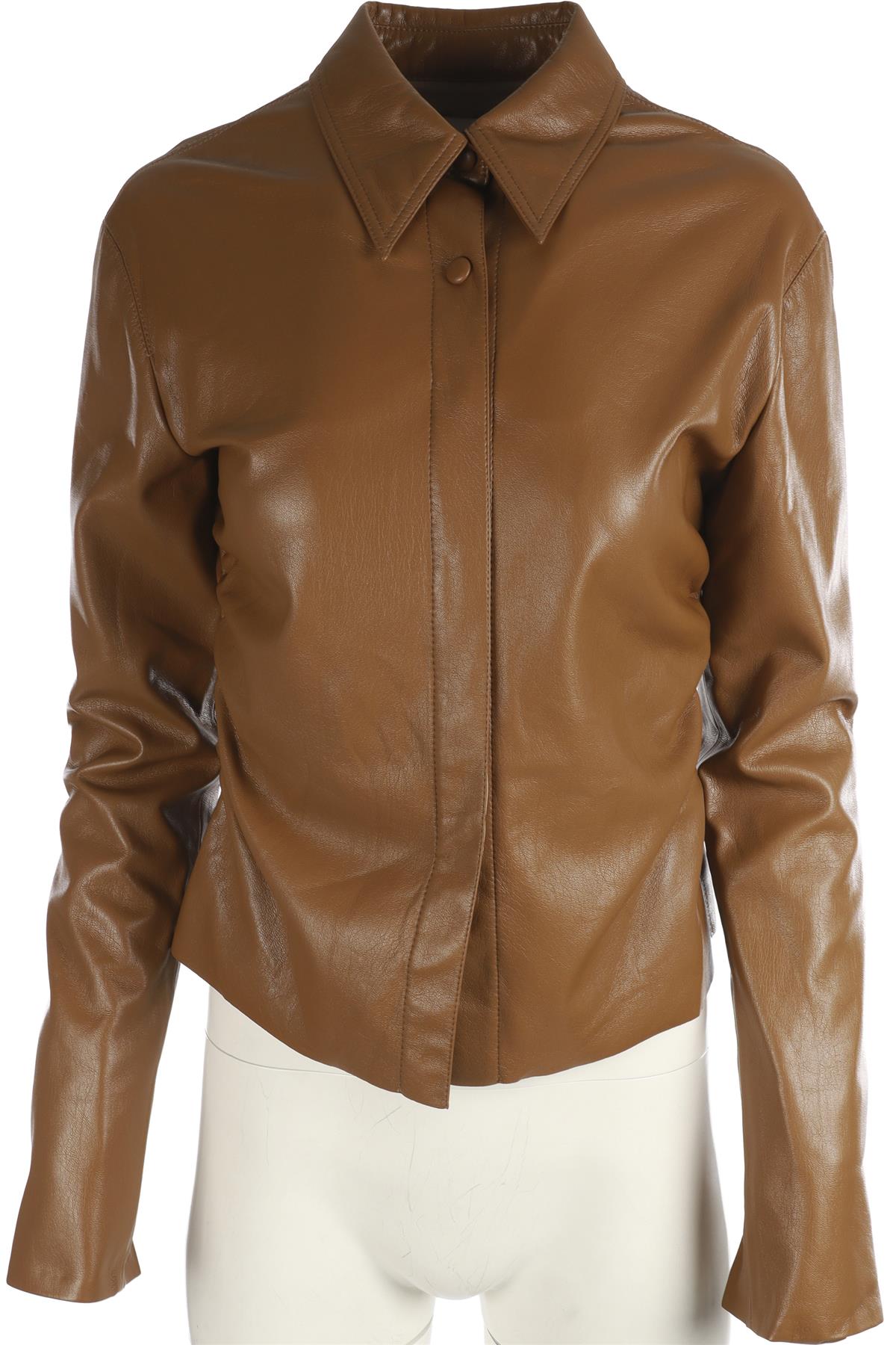 NANUSHKA TAN FAUX LEATHER SHIRT MEDIUM