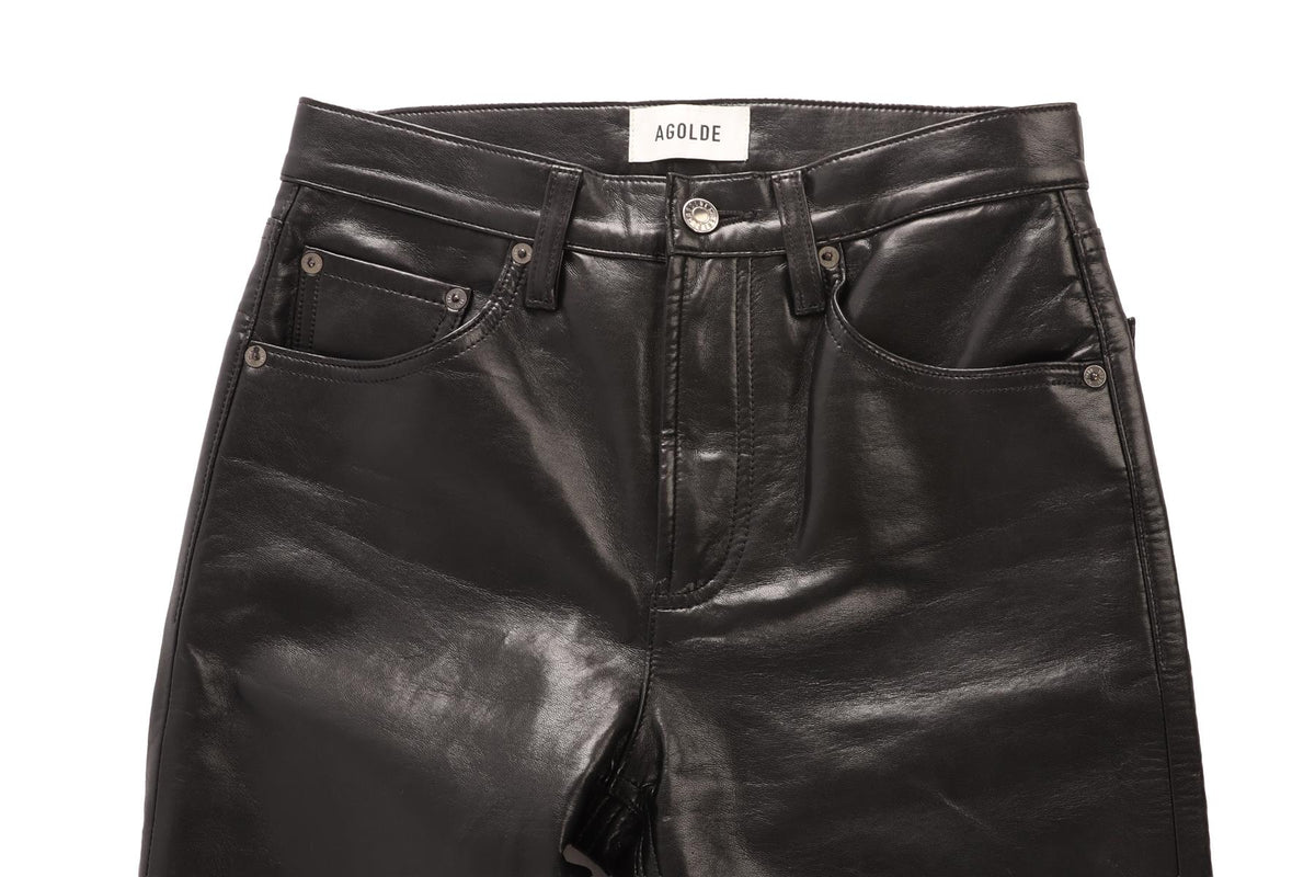 AGOLDE BLACK FAUX LEATHER FLARED PANTS W25 UK 6-8