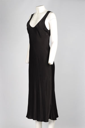 GHOST BLACK SATIN MAXI DRESS MEDIUM