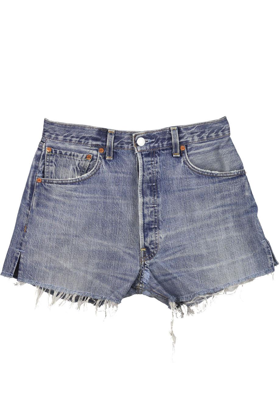 RE/DONE DISTRESSED HIGH WAISTED DENIM SHORTS W25 UK 6/8