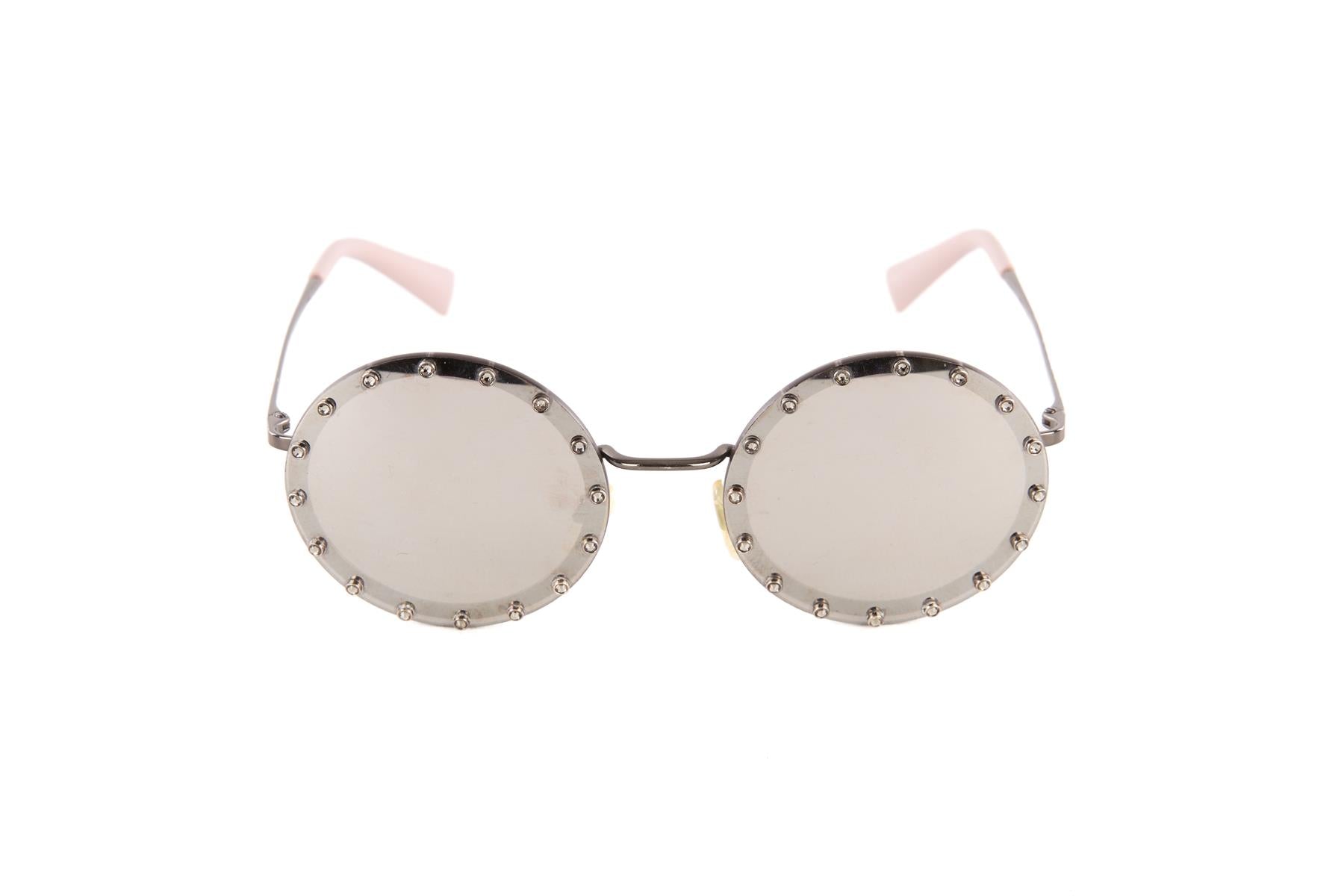 VALENTINO SILVER ROUND FRAME METAL SUNGLASSES