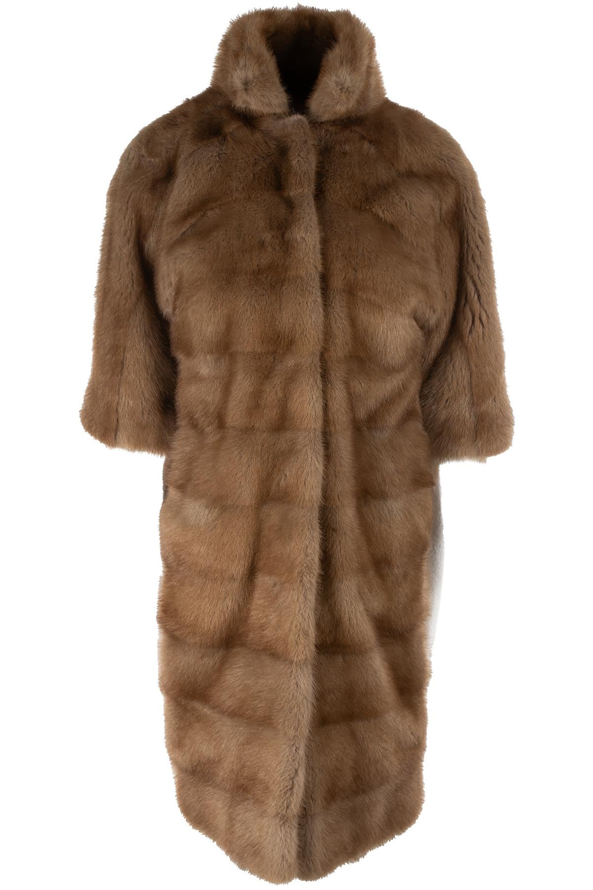 VICEDOMINI BROWN MINK FUR COAT XSMALL