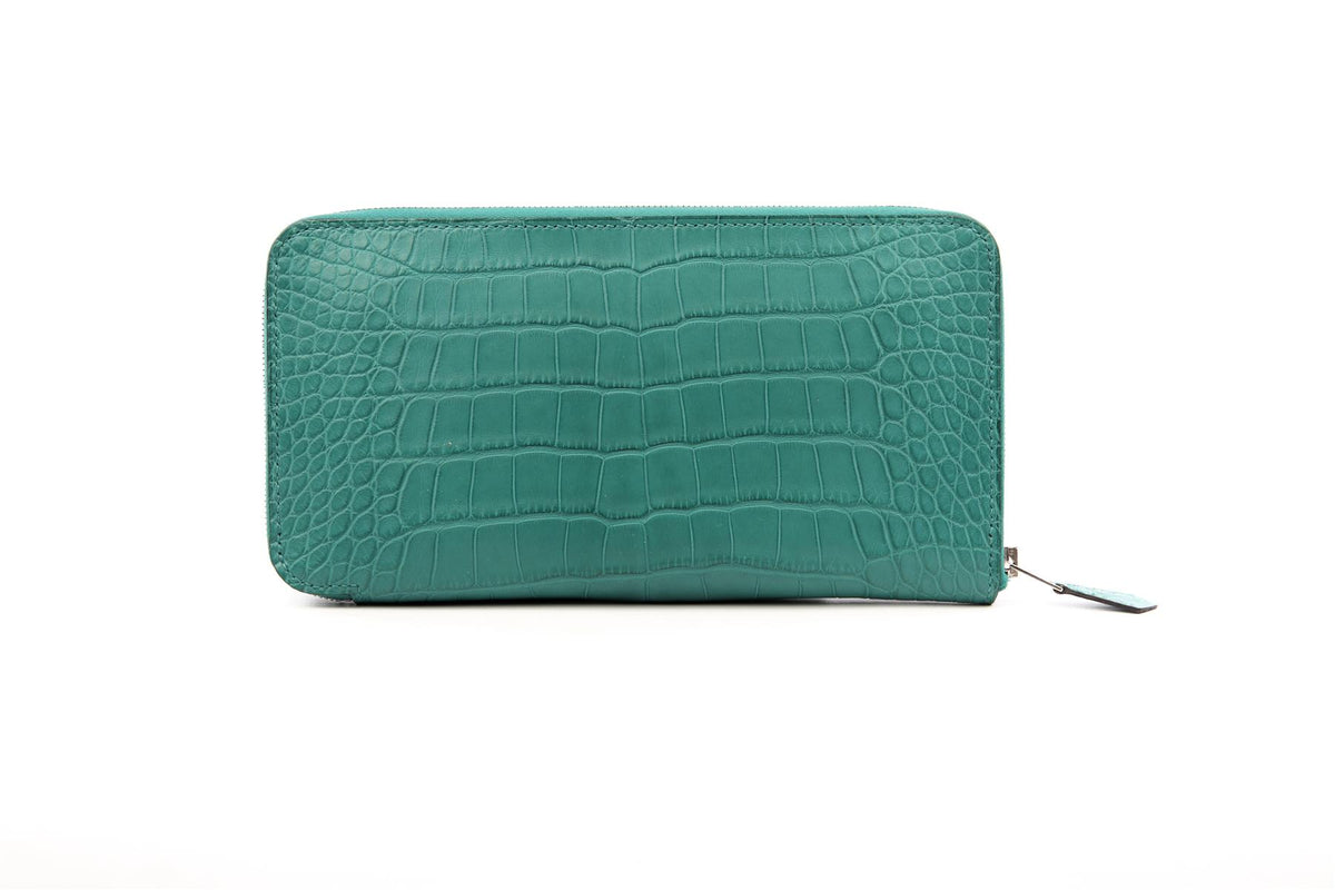 HERMÈS TURQUOISE 2017 AZAP CLASSIC MATTE ALLIGATOR MISSISSIPPIENSIS WALLET