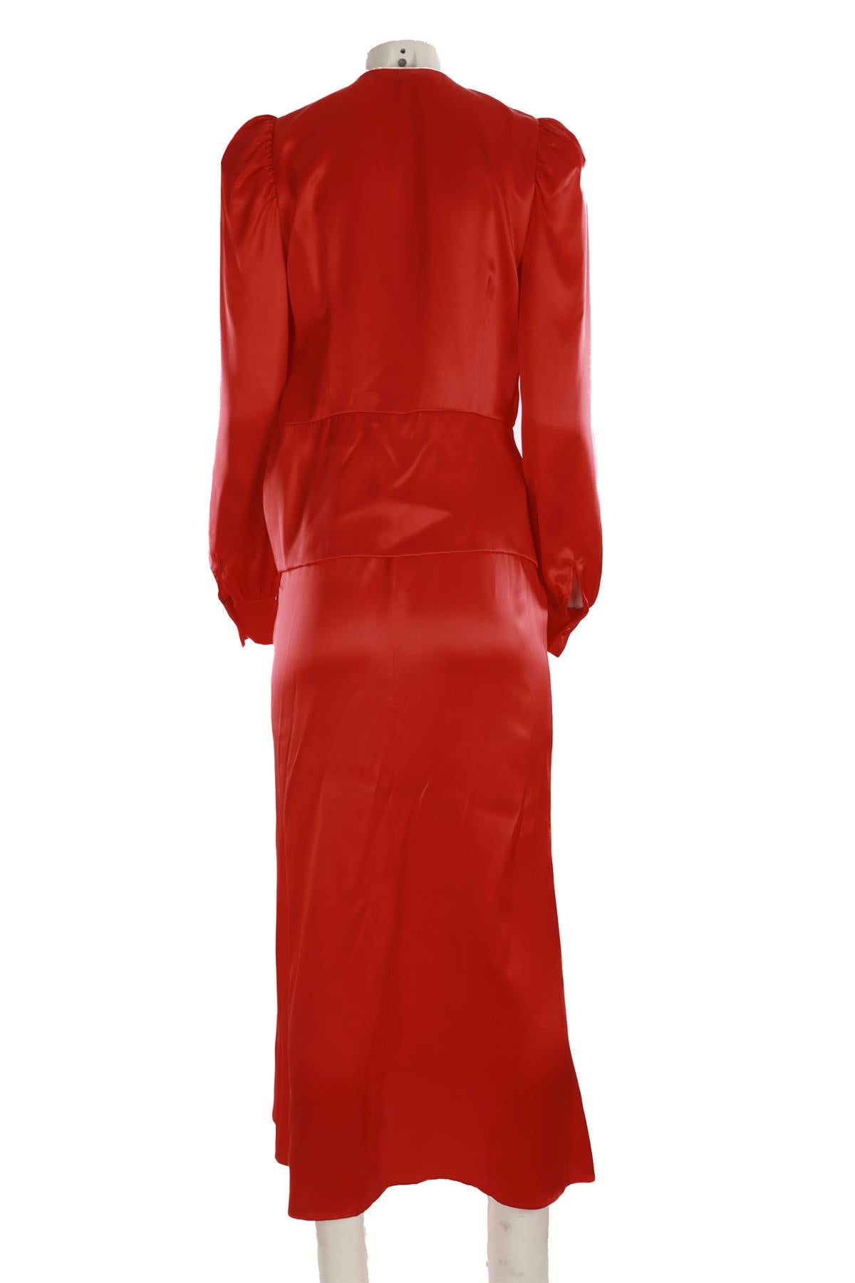 ALESSANDRA RICH RED SILK MAXI DRESS IT 42 UK 10
