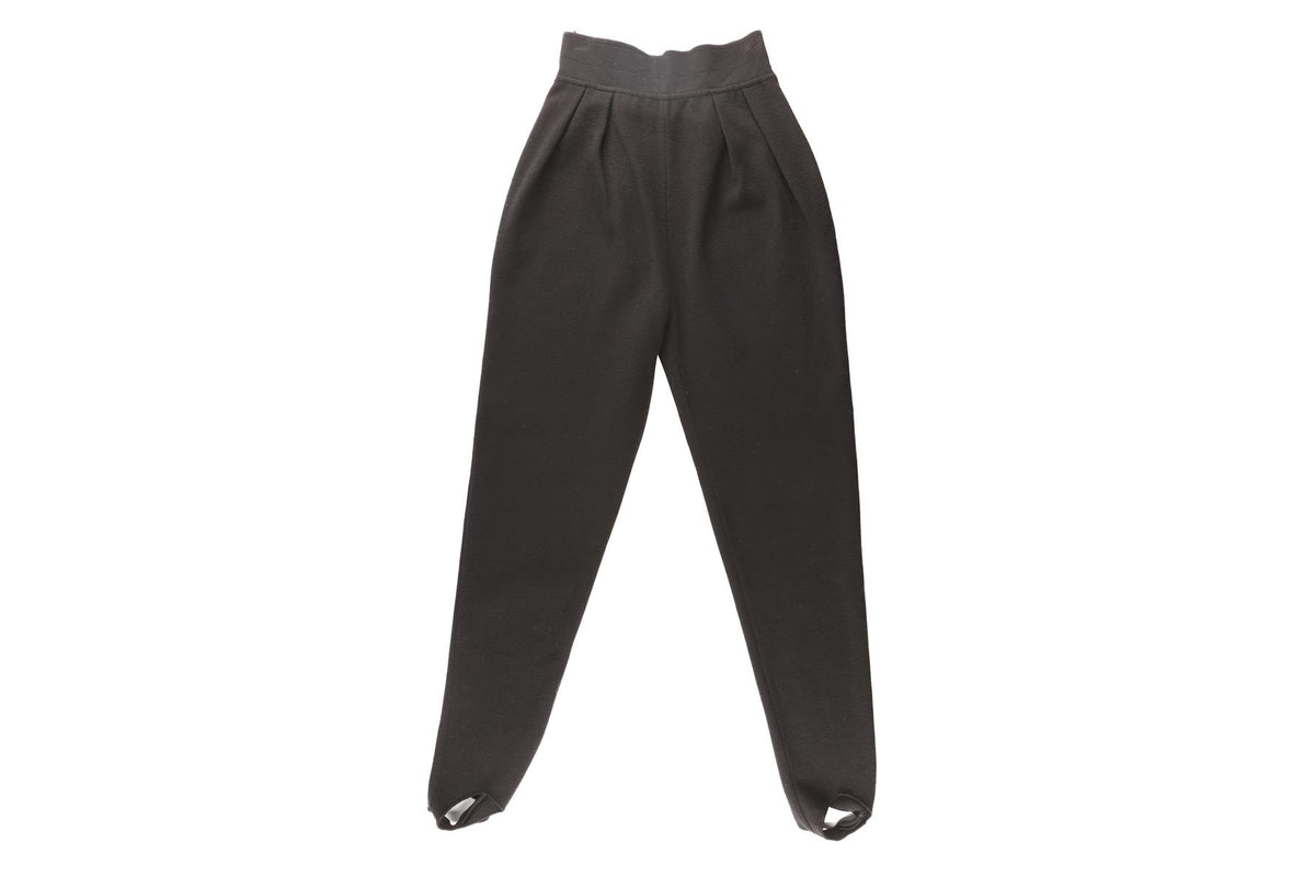 ALAÏA BLACK WOOL STIRRUP LEGGINGS FR 38 UK 10