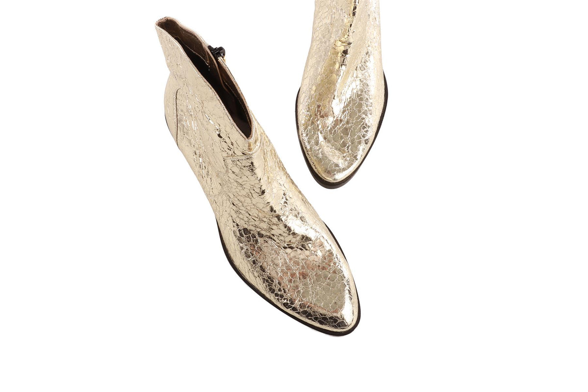 GINA GOLD LEATHER ANKLE BOOTS EU 40 UK 7