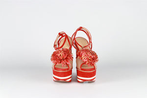 CHARLOTTE OLYMPIA RED SUEDE WEDGE SANDALS EU 36 UK 3 US 6