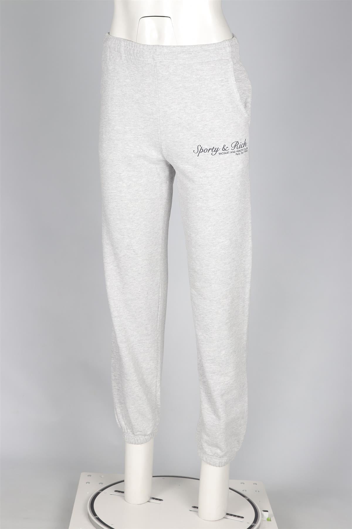 SPORTY & RICH GREY COTTON TRACK PANTS XSMALL