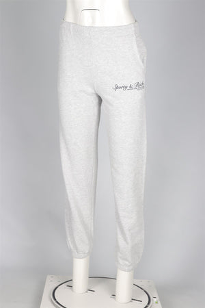 SPORTY & RICH GREY COTTON TRACK PANTS XSMALL