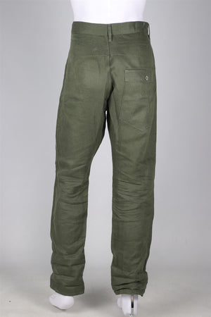 JUNYA WATANABE + COMME DES GARCONS GREEN MEN'S LINEN STRAIGHT LEG PANTS LARGE