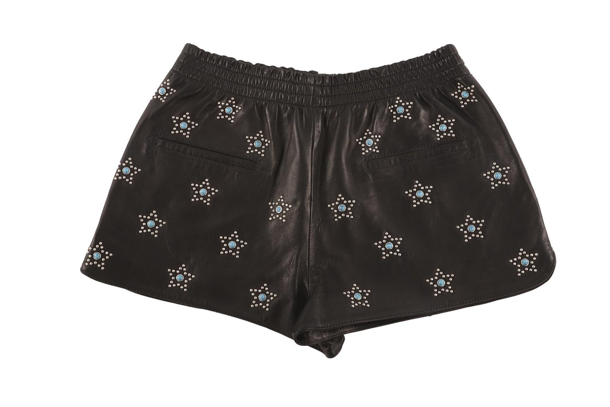 VALENTINO BLACK LEATHER SHORTS IT 42 UK 10